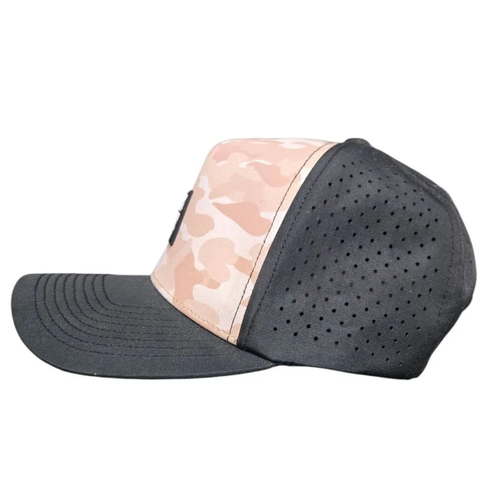 Lumino Trucker Hat Cap Black w Tan Camo Front Adjustable OSFM